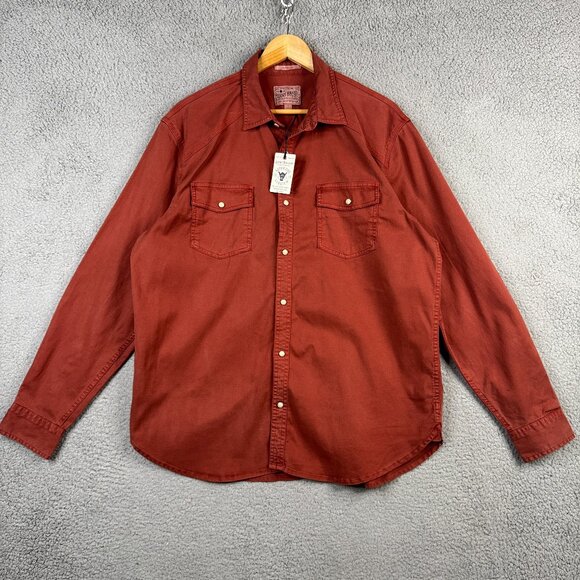 Lucky Brand Shirt Mens Size Large Saturday Stretch Pearl Snap Heavyweight Twill - Picture 1 of 15